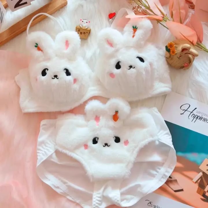 "Snowy Cuddle" Kawaii Bunny Plush Set